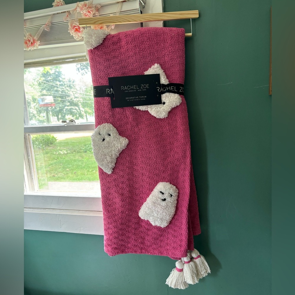 Rachel Zoe Pink Ghost Halloween Throw Blanket